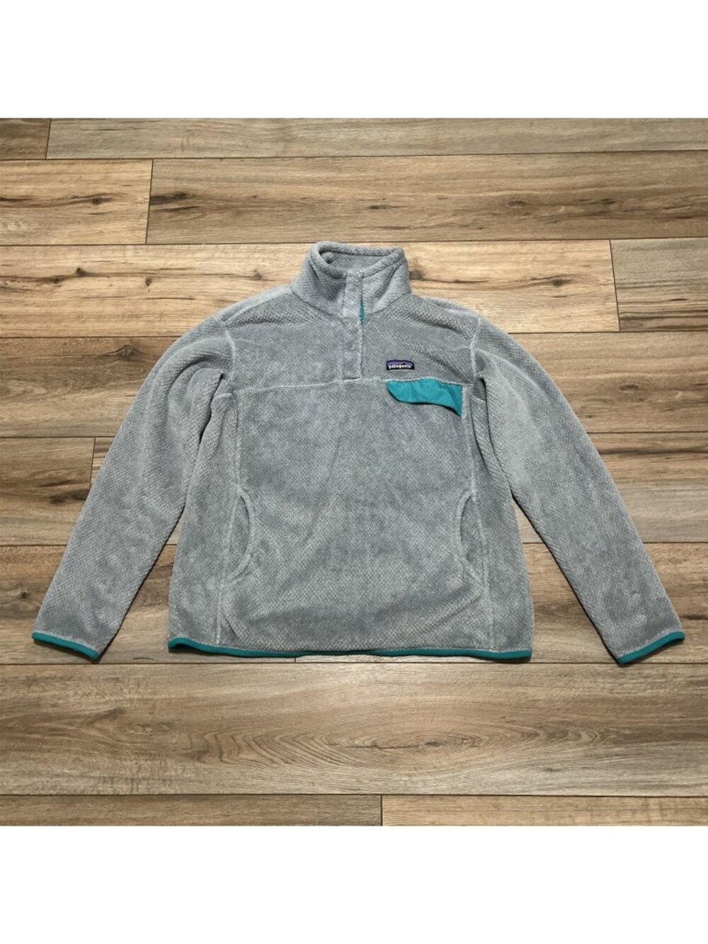 Women’s Patagonia Snap T Fleece SZ Large Gray Green Fleece Pullover Jacket